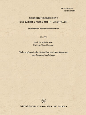 cover image of Fließvorgänge in der Spinndüse und dem Blaukonus des Cuoxam-Verfahrens